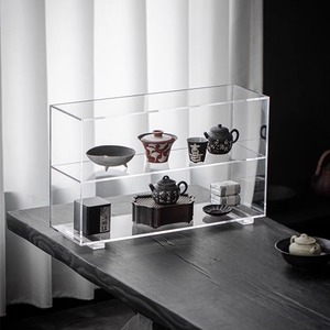 亚克力茶具收纳架置物架家用透明茶盘茶杯茶壶展示架带背板杯子架