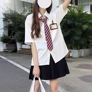 jk制服白衬衫女夏毕业照班服高中学生短袖衬衣学院风韩系校服套装