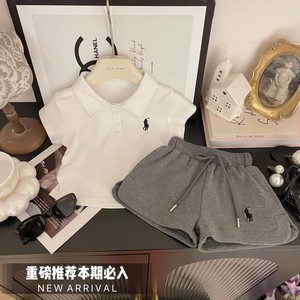 女童短袖套装夏季新款儿童Polo衫t恤小童运动会短裤上衣两件套潮