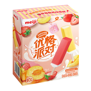 明治(meiji)黄桃酸奶味&草莓酸奶味雪糕10支冰淇淋(部分23年日期)