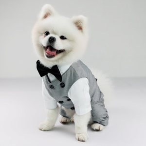 。狗狗婚礼衣服参加结婚中小型犬猫咪宠物泰迪比熊博美衬衫礼服西