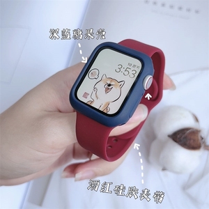 同款华强北s8手表带applewatch7硅胶带S7新款S9腕带苹果iwatch876