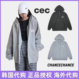 韩国正品cec外套拉链宽松连帽开衫卫衣加绒纯棉潮牌chancechance