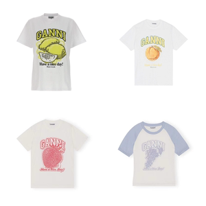 【现货直供】GANNI 2023春夏新款水果印花系列休闲T恤 短袖女