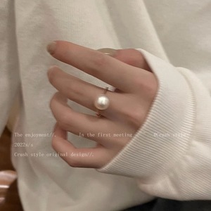 设计感异形珍珠戒指女款秋冬小众高级感可调节食指戒简约网红指环