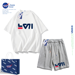 NASA男童夏装套装短袖T恤纯棉2024新款潮牌夏季女大童儿童运动装