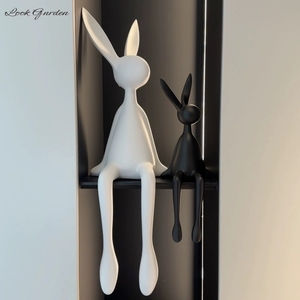 创意卡通长耳朵坐姿兔子摆件现代样板房客厅玄关电视柜家居装饰品
