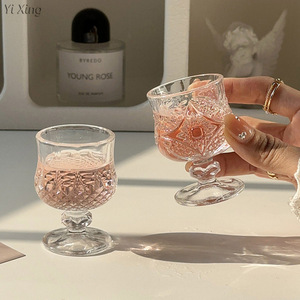 复古玻璃杯迷你果酒杯精致高脚杯家用甜酒杯高颜值小酒杯一口杯子