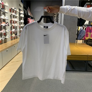 Nike/耐克短袖女夏新款刺绣小勾子运动休闲纯棉透气T恤CT2588-100