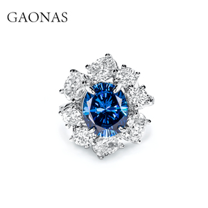 GAONAS高纳仕品牌经典轻奢皇家蓝色戒指珠宝高定华丽人造2024首饰