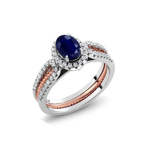 925银戒指女ins高级感彩色宝石双戒套戒时尚个性欧美小众设计指环