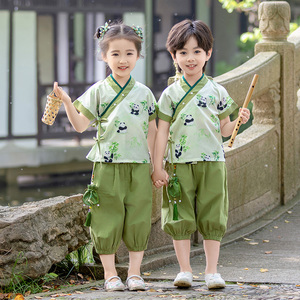 男童汉服夏季薄款短袖套装中国风儿童唐装帅气女孩夏款新中式衣服