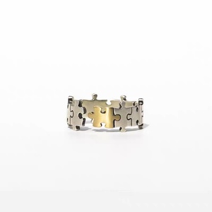 S925纯银拼图个性创意情侣对戒指男女送礼物小众时尚个性设计