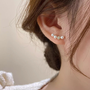 轻奢珍珠一字耳钉2023新款爆款纯银女耳环小众设计高级感简约耳饰