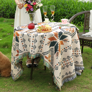 户外露营桌布ing波西米亚风野餐垫子花园庭院圆桌子防晒美式盖布