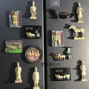 西安旅游纪念品秦始皇兵马俑装饰磁铁贴创意3D立体冰箱贴磁性装饰