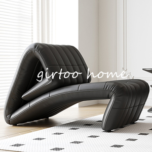 DeSede巴塞罗那真皮折叠椅北欧单人沙发懒人落地椅设计师黑色躺椅