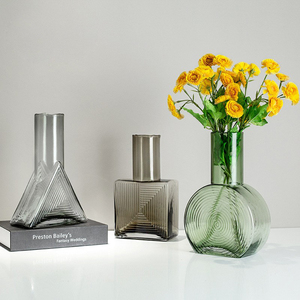 彩色玻璃小花瓶创意ins风插花器客厅家居餐厅软装饰品摆件花瓶