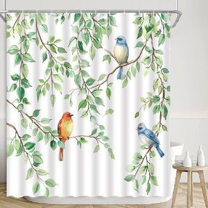 Flower Shower Curtain Spring Watercolor Farm Botanical Green