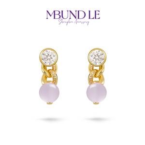 摩邦珠宝轻紫-短链条紫色珠子耳环时尚百搭轻奢靓丽新款节日礼物