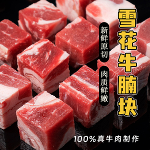 雪花牛腩肉块牛肉粒生鲜原切新鲜调理腌制商用冷冻烧烤肉火锅食材