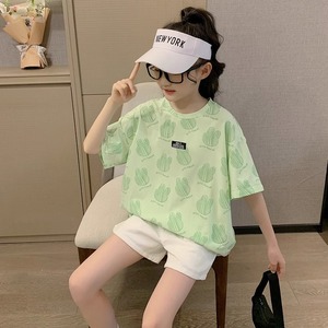 女童短袖T恤夏装2024新款韩版儿童大童薄款时髦洋气上衣童装潮牌