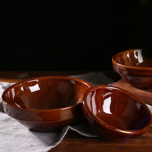 老式土碗酒碗紫砂米饭碗农家乐土陶瓷扣肉蒸碗家用粗陶米钵2两米