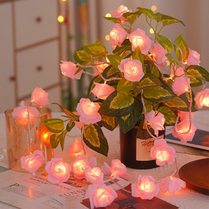 玫瑰花彩灯氛围灯求婚表白室内房间场景布置装饰灯串浪漫少女房间