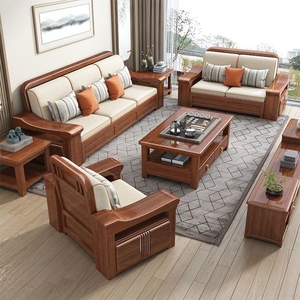 实木沙发客厅全套冬夏两用全实木中式沙发广东佛山厂家直销家具