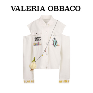 Valeria Obbaco白色牛仔漏肩外套