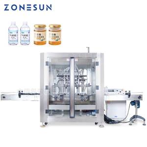 ZONESUN自动六头液体易燃酒精消毒化妆液伺服电机灌装机带防尘罩