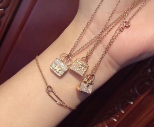 珠宝首饰18K金钻石项链H 时尚康康包网红款真金真钻 包包项链