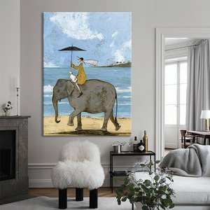 大芬村油画北欧风客厅纯手绘动物大象玄关沙发卧室儿童房装饰挂画