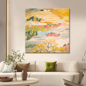 客厅抽象花卉风景挂画大芬村油画莫兰迪壁画手绘玄关正方形装饰画