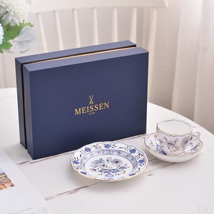 德国MEISSEN梅森瓷器咖啡具系列金洋葱下午茶蓝色马克杯早餐杯子