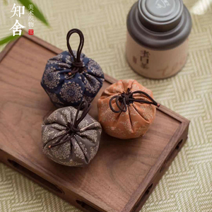 知舍织造 唐团花仕覆袋 棉麻材质 品茗杯袋 中国传统纹样传统色