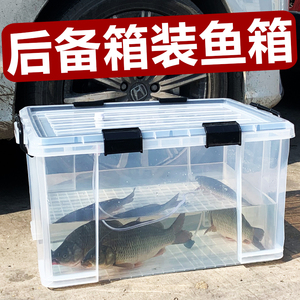 后备箱运输装鱼箱密封防漏水车载活鱼桶加厚塑料收纳养鱼野钓水箱