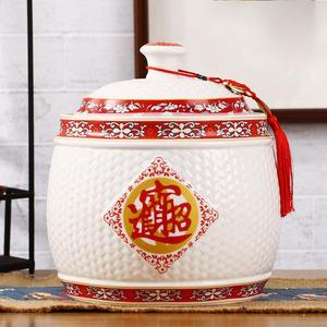陶瓷米缸带盖家用景德镇猪油罐防潮防虫20斤30斤密封米桶米箱油缸