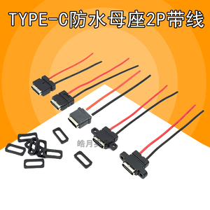 USB type-c 2P焊线防水母头 防水type c带固定螺丝孔双面充电母座