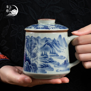 景德镇陶瓷茶水分离杯泡茶杯子个人专用办公室带过滤高档水杯定制