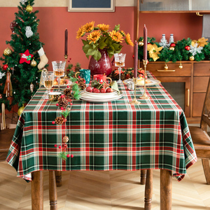 圣诞桌布复古英伦ins风格子餐桌布拍照茶几布小圆桌台布方桌布艺