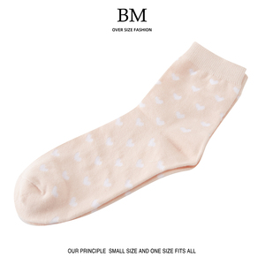 BM Fashion新款甜美爱心中筒袜子女bm薄款可爱少女心浅口短袜棉袜