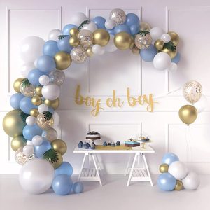 男孩生日派对背景墙布置蓝色气球链花环拱形套餐开业周年店庆活动