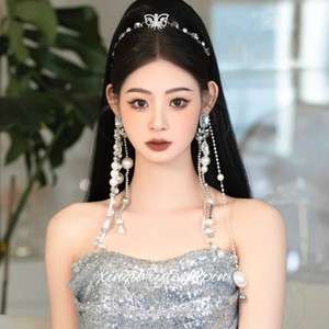 韩式超仙水晶流苏珍珠发箍重工朋克风舞台气质走秀配饰品婚纱头饰