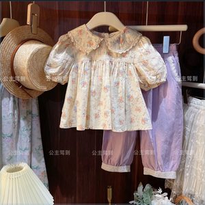 品巴拉巴拉清仓促销潮流促销女童套装夏季新款韩版碎花衬衫上衣时