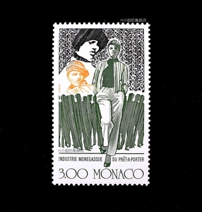 摩纳哥邮票1988年纺织工业针织成衣服装模特 1全 雕刻版