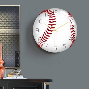 CC120棒球挂钟运动球类挂钟亚克力材质静音机芯卧室客厅装饰时钟