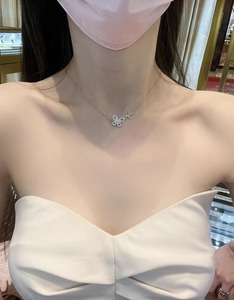 幻影蝴蝶项链女925纯银镀18k白金轻奢小众锁骨链网红高级感吊坠女