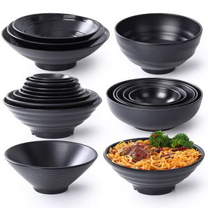 密胺味千拉面碗日式碗黑色磨砂餐具商用麻辣烫碗大号面碗螺蛳粉碗