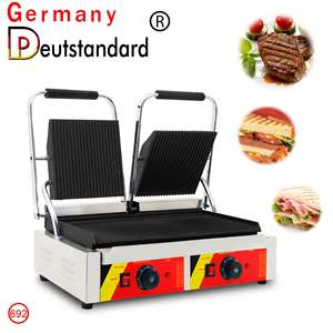 商用双头电热压板扒炉电热帕尼尼电热三明治电饼档小本创业汉堡机
